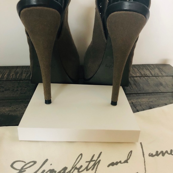 ELIZABETH & JAMES E Margo Khaki Tie Peep Toe 8.5 - Picture 4 of 8